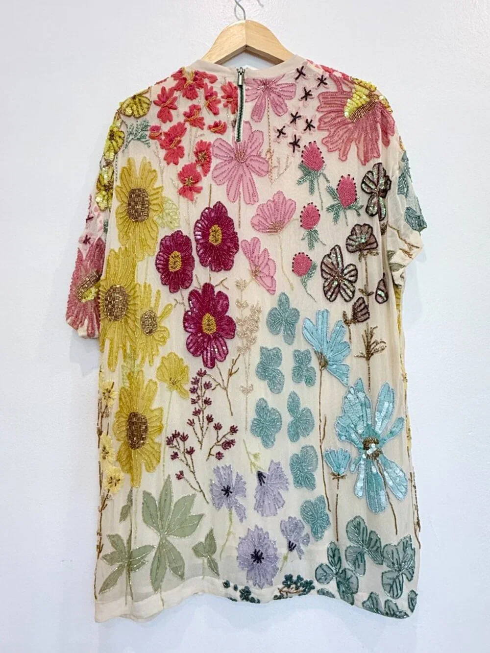NWT Free People Jewel Beaded Floral Mini Dress Embellished Boho Sequin Size S - Picture 4 of 8